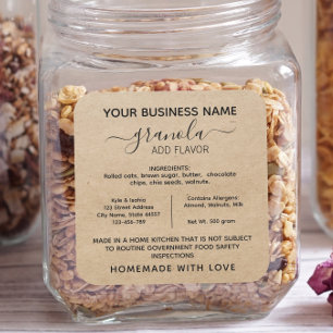 Rustique Granola Cottage Law étiquette alimentaire