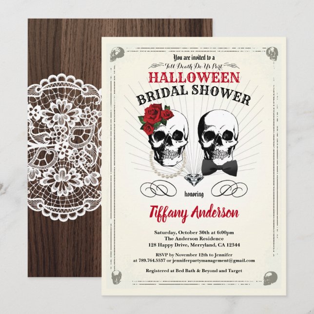 Rustique Halloween nuptiale invitation à la douche (Devant / Derrière)