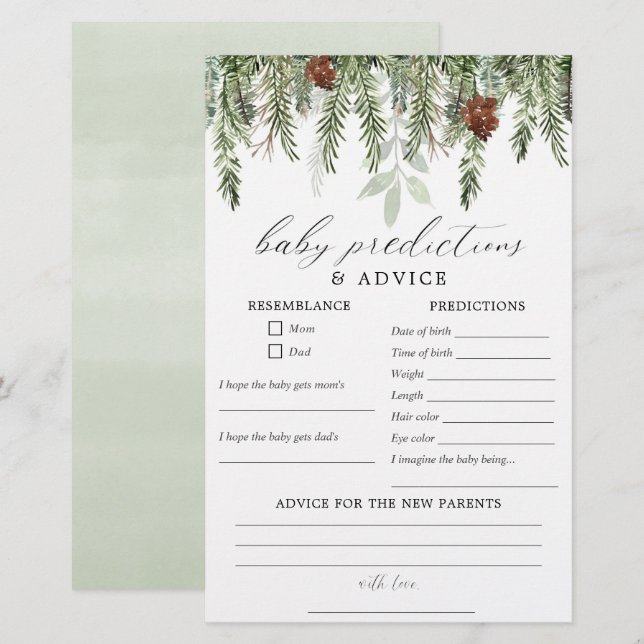 Rustique hiver Baby prédictions carte conseil (Devant / Derrière)