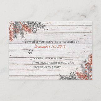 Rustique hiver blanchi au bois Mariage RSVP
