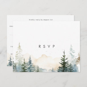 rustique hiver forêt mariage rsvp carte postale