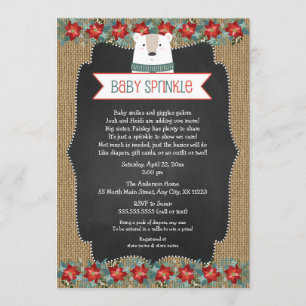 Rustique hiver Polar Ours Bébé Sprinkle invitation