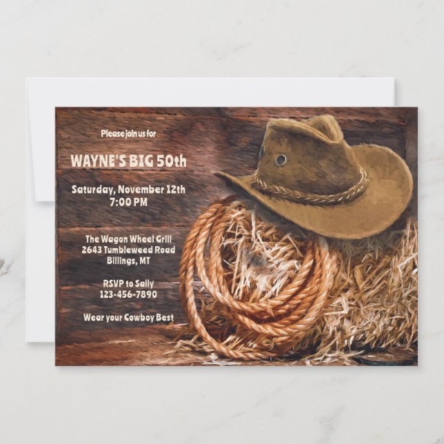 Rustique Homme Western Invitation (Devant)