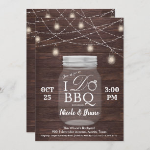 Rustique I DO BBQ Mason Jar Invitation