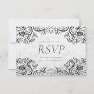 Rustique invitation Rose noir et blanc,