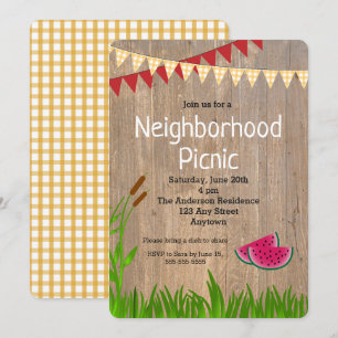 Rustique Jaune Plaid Voisin Pique-Nique Invitation
