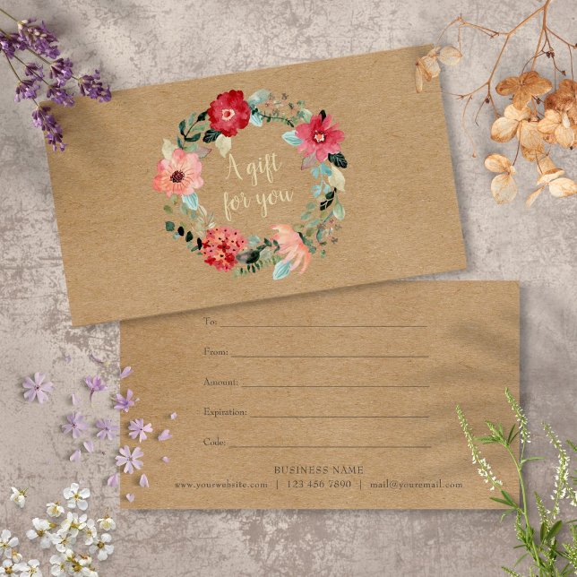 Rustique joli Floral Garland certificat cadeau (Rustic Pretty Floral Garland Gift Certificate)