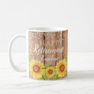 Rustique joyeuse retraite tournesol floral Mug