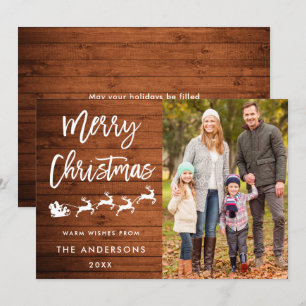 Rustique Joyeux Carte photo de famille de Noël