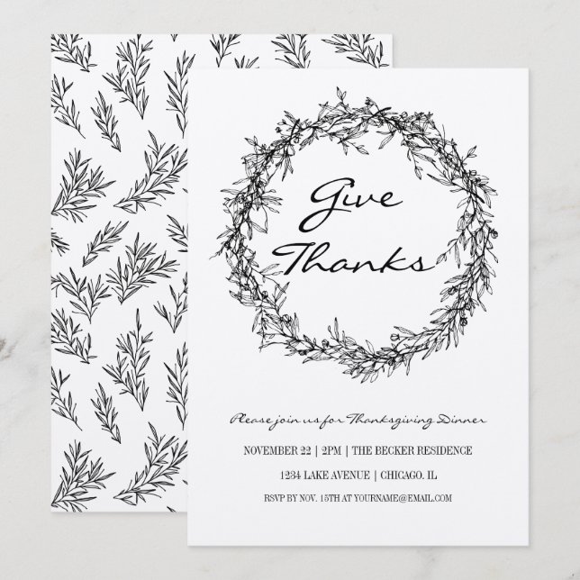 Rustique Kraft Donnez Merci Carte Dîner Thanksgivi (Devant / Derrière)