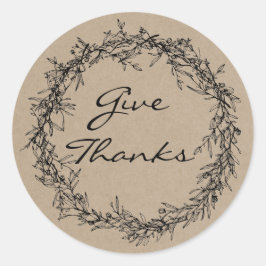 Rustique Kraft Look Donner Merci Sticker Thanksgiv
