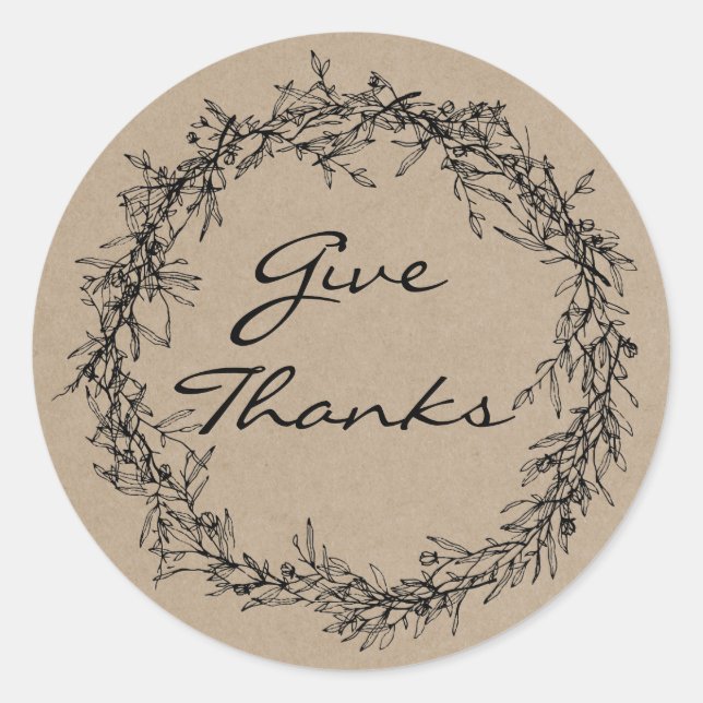 Rustique Kraft Look Donner Merci Sticker Thanksgiv (Devant)