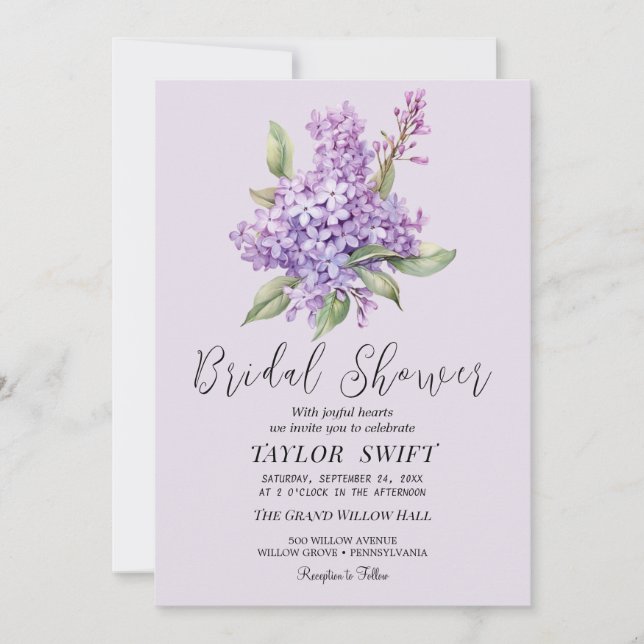Rustique Lilac | Invitation Lavender Bridal Shower (Devant)