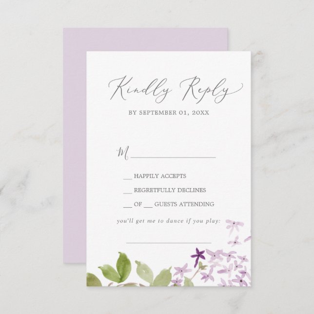 Rustique Lilac Song Demande Carte RSVP (Devant / Derrière)