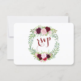 Rustique Marsala Floral Bourgogne Mariage RSVP