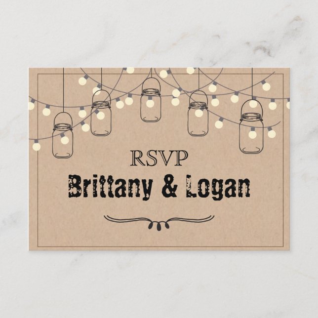 Rustique Mason Jar Elopement Réponse Carte Postale (Devant)