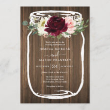 Rustique Mason Jar Invitations de mariage