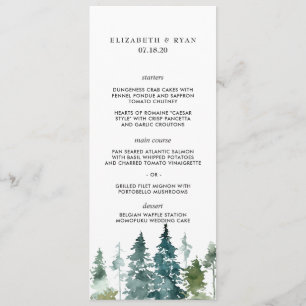 Rustique minimaliste Aquarelle Pines Menu Mariage