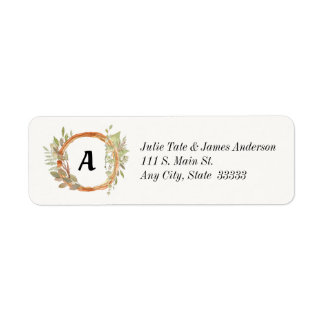 Rustique Monogramme bois Étiquette de retour Adres