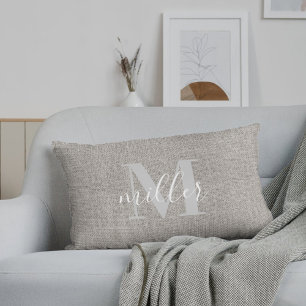 Rustique Monogramme Nom de famille Lumbar Coussin