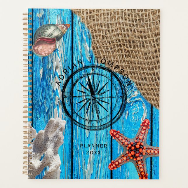 Rustique Nautique Bleu Burlap Starfish (Devant)