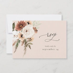 Rustique Neutre Boho Floral avec RSVP de repas S2
