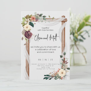 Rustique Neutre Boho Floral Faire-part de mariage 