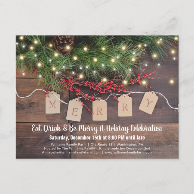Rustique Noël Pays Fête Invitation (Devant)