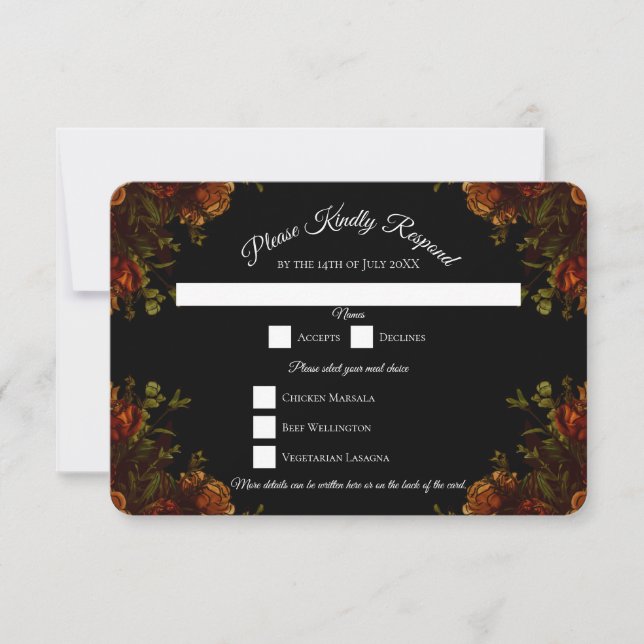 Rustique Orange Noir Élégant Mariage Invitation (Devant)