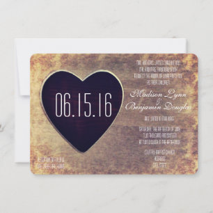 Rustique Pays Bois Coeur de mariage Invitations