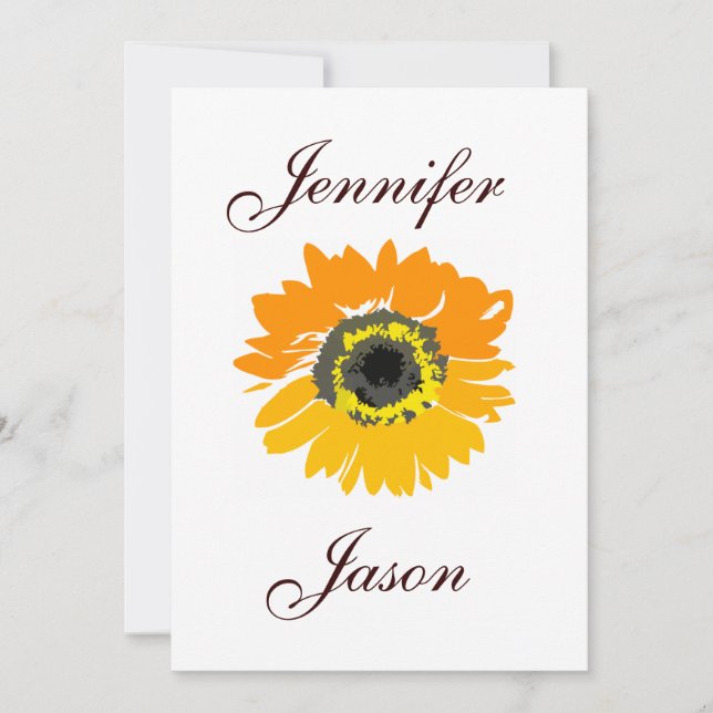 Rustique Pays Tournesol Invitations de mariage (Devant)