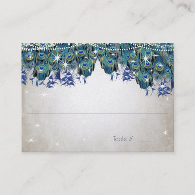 Rustique Peacock Navy Rustique Luxe Cartes de Plac (Devant)