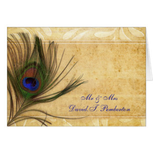 Rustique Peacock Plumes Mariage Cartes de Place