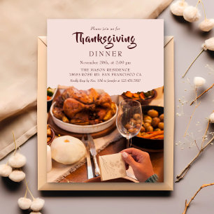 Rustique Photo Thanksgiving Diner Invitation