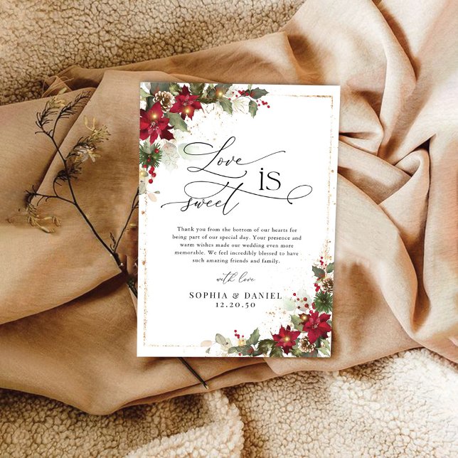 Rustique Pine Poinsettia Mariage Merci Cartes (Créateur téléchargé)