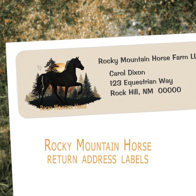 Rustique Rocky Mountain Horse Sunset Étiquettes de (Rustic Rocky Mountain Horse Sunset Address Labels)
