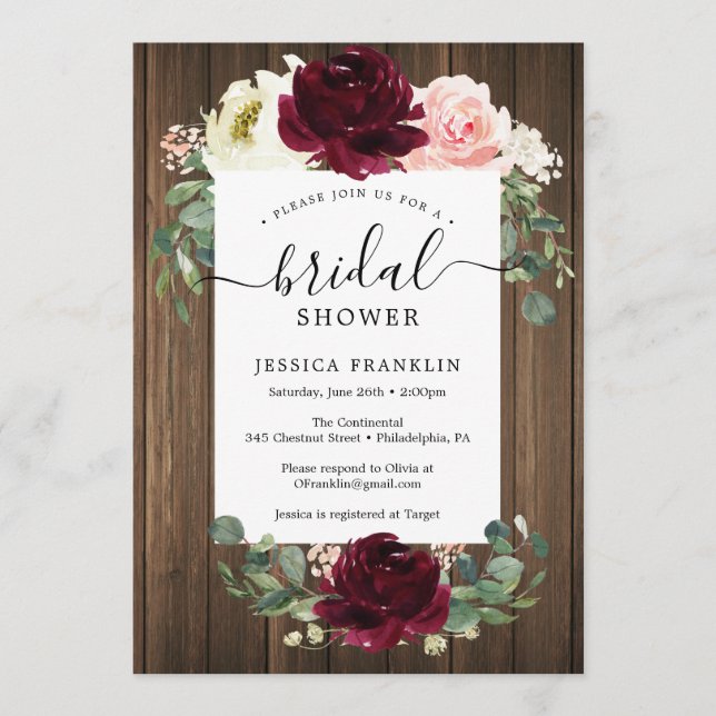Rustique Romantique Verdure nuptiale Invitation do (Devant)