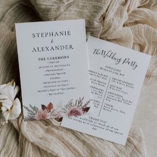 Rustique Rose Gold Floral Wedding Programme