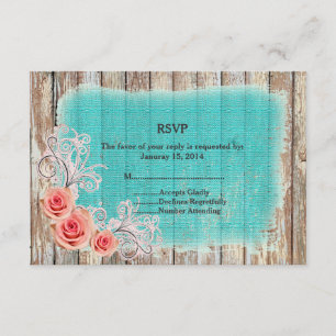 Rustique rose rose Turquoise Burlap RSVP rpr1