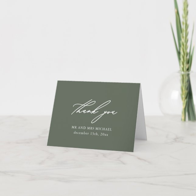 Rustique Sage Green avec Merci Script Mariage (Devant)