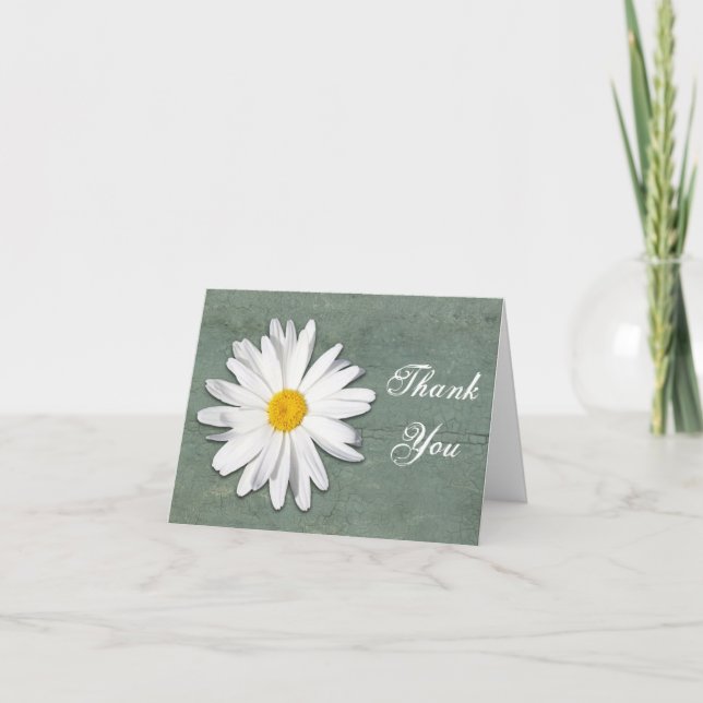 Rustique Shasta Daisy Cracky Paint Carte de remerc (Devant)