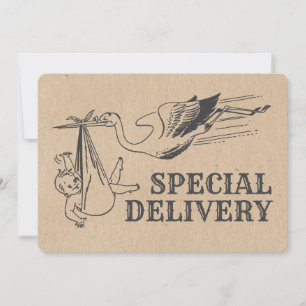 Rustique style rétro Baby shower Stork Invitation