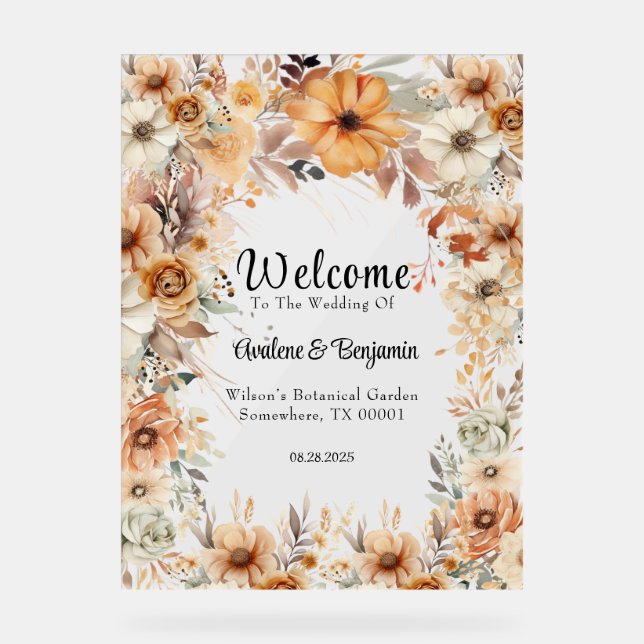 Rustique Terracotta Floral Arch Mariage Bienvenue (Recto)