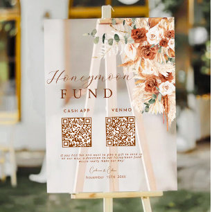 Rustique Terracotta Floral Honeymoon Fund Code QR