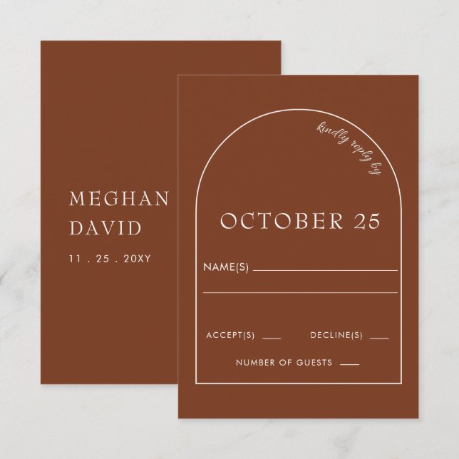 Rustique Terracotta moderne Arc mariage carte RSVP (Devant / Derrière)