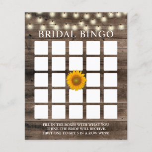 Rustique Tournesol Grange Bois Bride Bingo Cartes