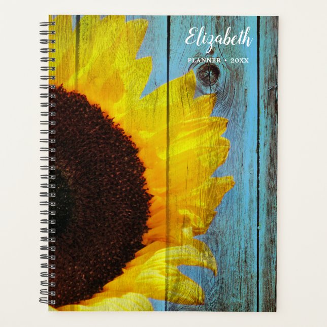Rustique Tournesol Turquoise bois personnalisé (Devant)