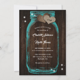 Rustique Turquoise Mason Jar Invitations de mariag