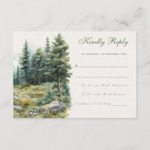 Rustique vert forêt d'été Mariage carte RSVP