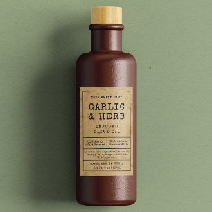 Rustique Vintage Sauce Huile Étiquette bouteille